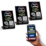 TapFive Google Review Stand (3-Pack) - Tap for Instant Reviews - Reusable Smart Tap NFC & QR - All Phones Compatible - Boost Business Reviews Zappy Fast (Black, 3 Stands)