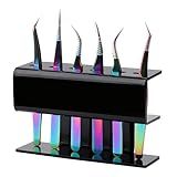 Lash Extension Supplies GEMERRY Tweezer Holder Tweezer Stand for Eyelash Extension Supplies Accessories Tools Acrylic Display Storage 6 Pcs Tweezers Shelf Holder (Black)