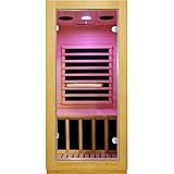 OUTEXER Infrared Sauna Room Indoor Saunas Home Obeche Wood 900W Low-EMF Dry Saunas Single Person Spa with 7 Color Light 32.3 * 28.3 * 61.4 inch