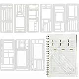 Flexible Record Template Set, 9 Pcs Reusable Planner Stencils Drafting Tools for Journal Planner, Calendar Making, Drawing Lines, Layout Tools for DIY Planning