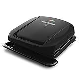 George Foreman 4-Serving Removable Plate Electric Grill and Panini Press, George Tough Non-Stick Coating, Drip Tray Catches Grease, Black