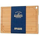 Hiware Extra Large 18" x 12" Bamboo Cutting Board for Kitchen, Heavy Duty Wood Cutting Board with Juice Groove, 100% Organic Bamboo, Pre Oiled