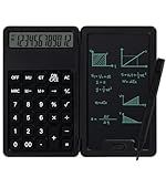 Desk Portable Basic Calculator, Small Mini Calculators with Writing Notepad and Stylus, More Lightweight and Portable, 12Digit Large Display Multi-Function for Office, School, Home & Financial (Black)