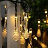 CYL 2 Packs (72Ft) Solar Powered String Lights Outdoor Falling rain Shape Weatherproof Christmas Ornaments 2023 (Raindrop -Warm)