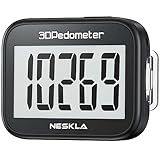 NESKLA 838 3D Pedometer for Walking, Simple Step Counter and Tracker with Large Digital Display, Removable Clip Lanyard, Accurately Track Steps for Men, Women, Kids, Adults, Seniors, Black