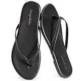 mazeskin Womens Memory Foam Flip Flops Flat Thong Sandals Black US8