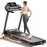 RENESTAR Treadmills for Home, Treadmill with 0-15% Auto Incline, 3HP Folding Treadmills for Running Walking with 300LBS Weight Capacity, Incline Treadmill Equipped with Bluetooth & Pulse Monitor