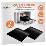 Buself Toaster Oven Liner – Compatible with Breville, Cuisinart, Black & Decker, Dash, and More – Nonstick Heat Resistant Reusable Air Fryer Liners, PFOA & BPA Free, 9x11", 2 Pack, Black