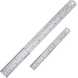 Eboot Stainless 2 Pack Steel Ruler 6 Inch and 12 Inch Metal Rule Kit with Conversion Table