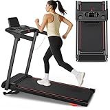 Treadmill with 0-15% Auto Incline, 0.6-7.5MPH Foldable Walking Pad Treadmill with Handle Bar for Home Small, 3.0HP Low Noise Portable Walking Running Machine for Small Space, 350LBS Capacity Black
