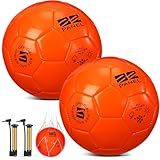 Shappy 2 Pcs Operation Christmas Soccer Balls Bulk with Pump, Mesh Bag Official Size 3 4 5 Indoor Outdoor Colorful Soccer Ball for Practice Game Sport Soft Gift for Child Adult(Size 4,Orange)