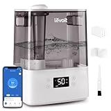 LEVOIT Smart Humidifiers for Bedroom Large Room Home,(6L) Cool Mist Top Fill Essential Oil Diffuser for Baby & Plants,Smart App & Voice Control, Rapid Humidification & Auto Mode-Quiet Sleep Mode, Gray