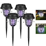 4 Pack Solar Bug Zapper Outdoor Waterproof Solar Powered Mosquito Zapper Repellent Outdoor Patio,Cordless & Auto On/Off Small Fly Insect Zappers for Garden Backyard Gnat Bug Lamp for Outside,Black