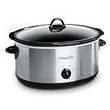 Crock-Pot 7-Quart Manual Slow Cooker, Family Size Serves 8+ People & Fits 6-lb Roast, Removable Stoneware with Warming Setting, Dishwasher Safe for Easy Cleanup, Stainless Steel