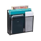 Mind Reader Vertical File Storage, Desktop Organizer, Workspace, Office, Metal Mesh, 12.5" L x 3.75" W x 11.5" H, Black