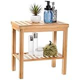 SOUJOY Bamboo Shower Bench, Bath Seat Stool, Spa Foot Rest Shaving Stool, Storage Shelf for Shampoo Towel, Works in Inside Bathroom, Living Room, Bedroom, Garden Leisure