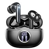 Fhumsh A10 Pro Wireless Earbuds, Bluetooth 5.3 Headphones HiFi Stereo 50H Playback LED Digital Display Ear Buds with ENC Noise Canceling Headset, IPX7 Waterproof Earphones for Gym/Running/Work, Black