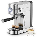 Electactic Espresso Machine 20 Bar, Compact Espresso Coffee Maker with Steam Milk Frother, Stainless Steel Coffee Machine with 34oz Removable Water Tank for Cappuccino, Latte