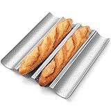 Pavsrmy Baguette Bread Pan, Premium Nonstick Perforated Baguette Pan for French Bread Baking, 4 Loaves Baguette Baking Tray for Sourdough, Italian Bread, Perfect for Creating Crisp Golden-Brown Crust