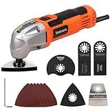 Yunirvana Oscillating Tool, 1.5A Oscillating Multi Tool with 3° Oscillation Angle, 12pvs Accessory: 3 Saw Blades, Semi-Circle Blade, Sanding Plate, 6 Sanding Papers for Cutting, Grinding, Sanding