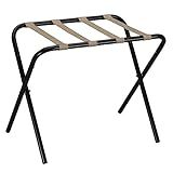 Household Essentials 2126-1 Folding Luggage Rack | Black Frame with Khaki Straps