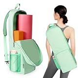 Tangoner Yoga Mat Bag Carrier Side Mesh Zipper Pocket Exterior Wet Compartment Lightweight Waterproof Yoga Bag for Mat (Green)