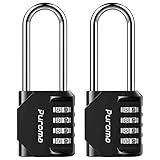 Puroma 2 Pack 2.6 Inch Long Shackle Combination Lock 4 Digit Outdoor Waterproof Padlock for Hasp Locker Lock, Sports Locker, Fence, Gate, Toolbox, Case, Hasp Storage, Cabinets (Black)