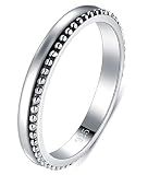 BORUO Stackable Ring, Sterling Silver Thin Beaded Bali Band 2mm Size 11
