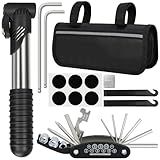 Bike Repair Kit, Bicycle Repair Bag With Tire Pump, Bike Tool Kit for Camping Cycling, 16-in-1 Bike Multitool, Bicycle Tire Repair Kit, 4mm and 5mm Allen Wrenches, Used for Mountain Bike and Road Bike