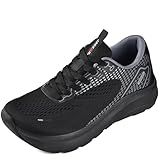 JACKSHIBO Wide Toe Box Shoes Women Arch Support Wide Sneakers for Running Walking Athletic Tennis Orthopedic Plantar Fasciitis Workout with Thick Cushion Zero Drop Sole Width Shoes Black