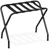 HOOBRO Luggage Rack, Metal Foldable Suitcase Stand for Guest Room, Holds up to 100 lb, 27 x 15.3 x 22 Inches, Steel Frame, Nylon Straps, Hotel, Bedroom, Closet, Black BK02XL01