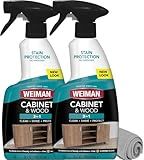Weiman Cabinet and Wood Cleaner, Shine, Clean and Protect Spray - For Wood Cabinets, Furniture, Tables, Baseboards, Trim and more, 16 oz, 2 PACK with MicroFiber Towel