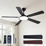 OJX Ceiling Fans with Lights, 52 inch Ceiling fan with Light and Remote/APP Control, 3CCT, Quiet DC Reversible, Dimmable, Modern Ceiling Fan for Bedroom, Living Room, Kitchen, Indoor/Outdoor Use