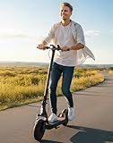 MEGAWHEELS Electric Scooter,Electric Scooter Adults with Suspension,10in Pneumatic Tires,350W Motor,19 Miles Long Range,15.5 Mph,E Scooter with Smart APP Control for Commuting, Outdoor, Short Travel