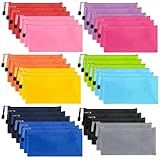 EOOUT 35pcs Zipper Pouches, Small Pencil Pouch Bulk, Water Resistant Pencil Case for Bill Office School Supplies and Travel Accessories in 12 Colors