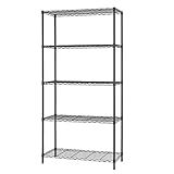 14" D×36" W×72" H Wire Shelving Unit Commercial Metal Shelf with 5 Tier Adjustable Layer Rack Strong Steel for Restaurant Garage Pantry Kitchen Garage，Black