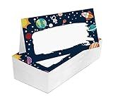 Place Cards for Wedding, Birthday Or Party, Outer Space, Uninerse Filled-In Name Place Cards, Foldover Seating Table Cards, 25 Pack, Folds into 3.5 * 2 Inches (zuoweika-A033)