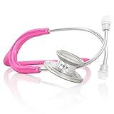 MDF Instruments, MD One Stainless Steel Stethoscope, Adult, Fuschia Tube, Silver Chestpieces-Headset, MDF77732
