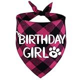 STMK Dog Birthday Bandana, Multi Sizes Dog Birthday Girl Bandana for Small Medium Large Dogs Pets (X-Large, Pink)