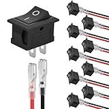 Nilight 10PCS Mini ON/Off Rocker Switch 2 Pin SPST 12V 20A 125V 10A Toggle Switch Kit with 20PCS Wires KCD1 T125 for Car Truck Boat Marine Off-Road RV Household Appliance