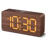 uscce Wooden Digital Alarm Clocks for Bedrooms with 0-100% Dimmable Display
