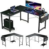 Sagenest L Shaped Desk, 50 Inch Reversible Computer Desk Corner Gaming Table with CPU Stand & Storage Bag, Sturdy Metal Frame PC Workstation for Home Office