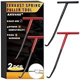 AxiyanX Trampoline Spring Tool,2 Pieces Exhaust Spring Tools, Motorcycle Brake Spring Tool,T Handle Spring Tool,Snowmobile Spring Puller Removal Tool (Red, Black) (A-black and red)