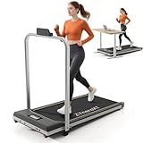 ZYneraXT W3 Foldable Walking Pad Treadmill Ultra-Slim 2-in-1-2.0HP Motor, 0-8% Incline, 220Lbs Capacity, LED Display, Quiet Under Desk Treadmill with Remote Control for Home Office(with Handle Bar)