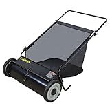 EAGWON Push Lawn Sweeper, 26-Inch Width, 7 Cu. Ft. Hopper Capacity, 4 Spinning Brushes, Adjustable Height, Durable Steel Frame with Rubber Wheels, Ideal for Leaves and Grass
