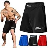 Elite Sports Men's New Item Black Jack Series Fight Shorts, UFC, MMA, BJJ, Muay Thai, WOD, No-Gi, Kickboxing, Boxing Shorts, Black, 3X-Large