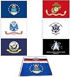 GLOBAL ADVERTISING SOLUTIONS Lot of 6 Branches Military Flags, 3x5 foot Banner Grommets, Air Force, US Navy, Coast Guard, Marines, Army Polyester Flags Set Space Force (Pack of 6)
