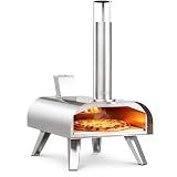 BIG HORN 12" Multi-Fuel Outdoor Pizza Oven Reach up to 1110℉– 3-in-1 Wood,Gas&Electric Compatible(Burners Sold Separately),Pellet Pizza Oven Portable Pizza Maker for Backyard,Camping&Tailgating,Silver
