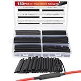 Nilight 130 Pcs 3:1 Heat Shrink Tubing Kit Dual Wall Adhesive Sleeve Tube Electrical Wire Cable Wrap Tube Assortment with Storage Case for DIY