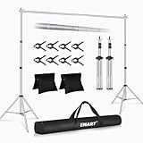 EMART Backdrop Stand 10x8.5ft(WxH) Photo Studio Adjustable Background Stand Support kit with 2 Crossbars, 8 Clamps, 2 Sandbags and Carry Bag for Parties, Events Decoration, Wedding, Photography-Silver
